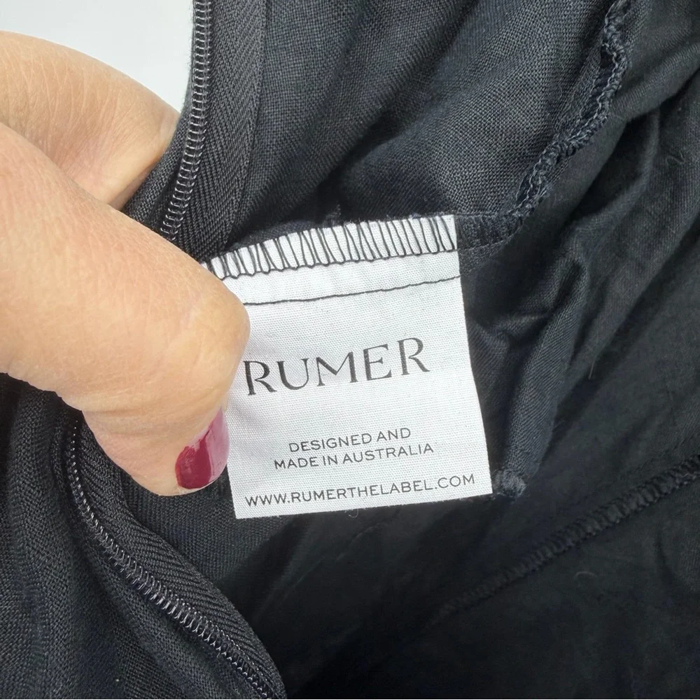 Rumer Freya‎ Jumpsuit Size XL black linen halter tie neck resort wear